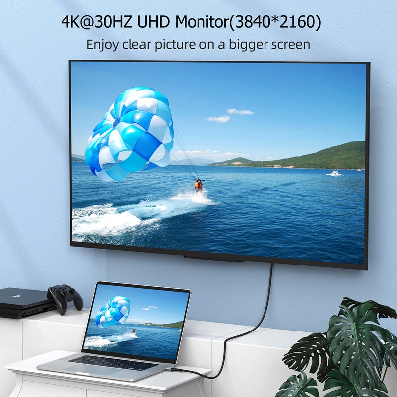 UKYEE 4K DisplayPort to HDMI Cable 6ft 2-Pack, Display Port DP to HDMI Cord 6 feet 3840 X 2160P Male to Male for for Labtop PCs to HDTV, Monitor, Projector with HDMI Port- Gray - Image 2